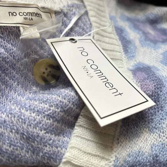 No Comment Knitted Sweater Cardigan Button Front Crop Multi Flower Floral L New - Picture 10 of 12